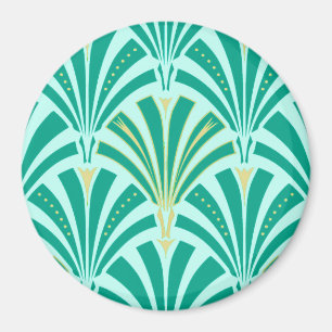 Aimant Ventilateur Art déco motif - turquoise sur aqua