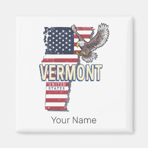 Aimant Vermont États-Unis Retro State Carte Vintage États