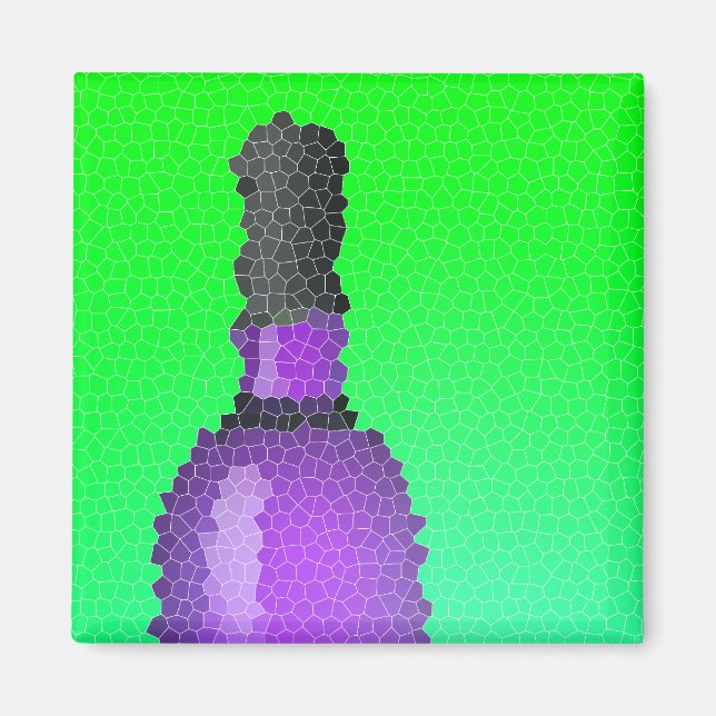 Aimant verre à vin et bouteille : vitrail (Devant)