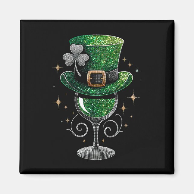Aimant Verre à vin Trèfle Boire la Saint-Patrick Irlandai (Devant)