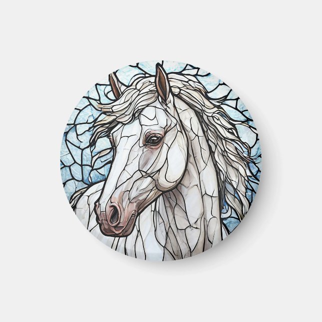 Aimant Verre coloré Cheval Blanc (Devant)