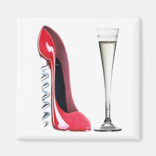 Aimant Verre de cannelure de Champagne et chaussure de