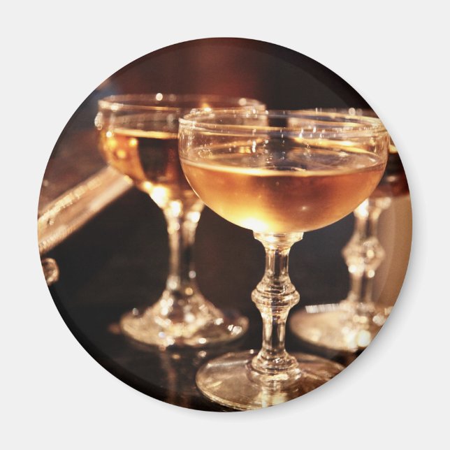 Aimant verre de champagne toast doré (Devant)