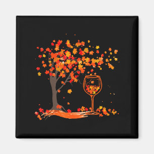 Aimant Verre de vin feuille d'érable automne chute drôle