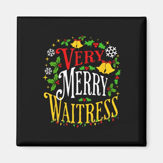 Aimant Verry Merry Witress Christmas Holiday Server Paja (Devant)