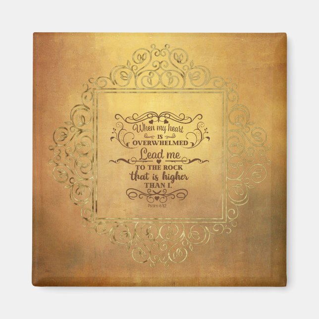 Aimant Verset biblique Quand mon coeur est écrasé Psaume  (Devant)