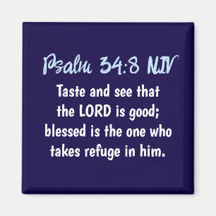 Aimant Verset biblique simple bleu et blanc Lord is Good