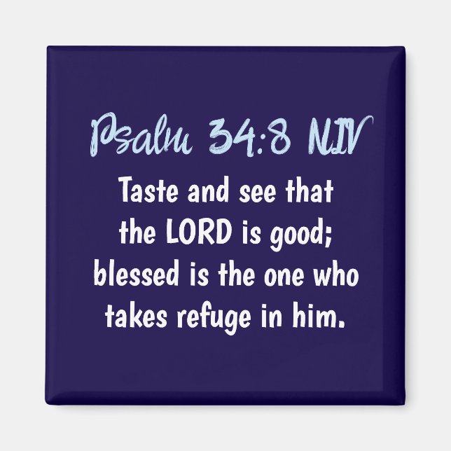 Aimant Verset biblique simple bleu et blanc Lord is Good (Devant)