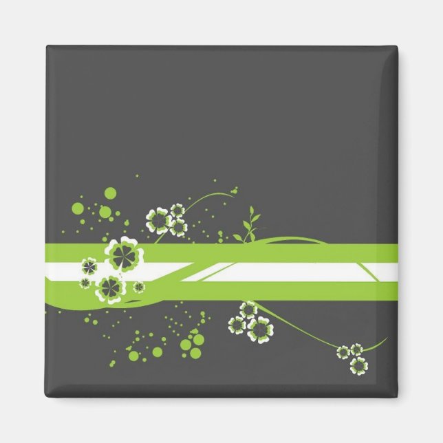 Aimant Vert * Blanc Whimsy sur Noir (Devant)