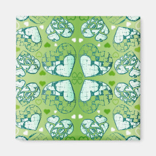 Aimant Vert et blanc Whimsical Romantique Coeurs motif