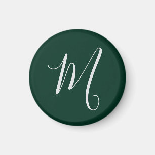 Aimant Vert foncé uni élégant moderne monogramme propre n