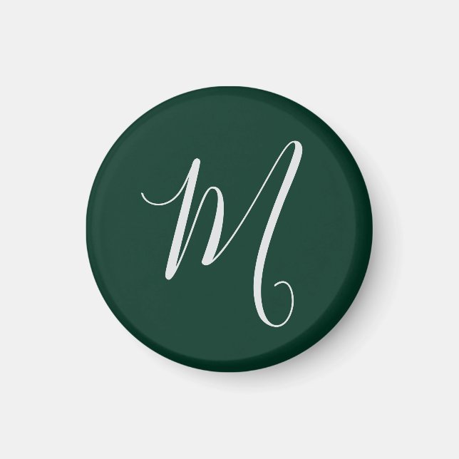 Aimant Vert foncé uni élégant moderne monogramme propre n (Devant)