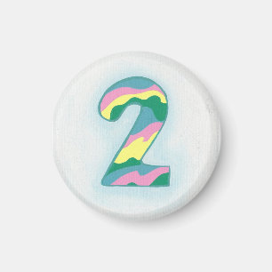 Aimant Vert jaune rose bleu d'aimant du numéro 2