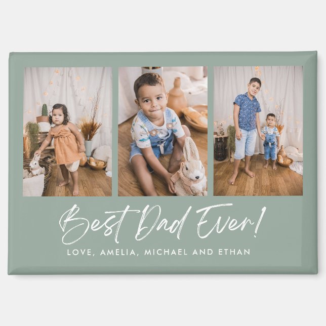 Aimant Vert Meilleur Papa Jamais Trois Magazine Photo (Recto)