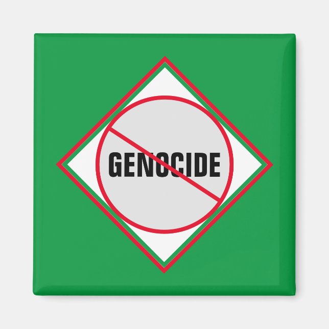 Aimant Vert rouge anti-génocide (Devant)