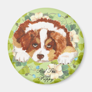 Aimant Vert rouge de ~ de chiot de berger australien le