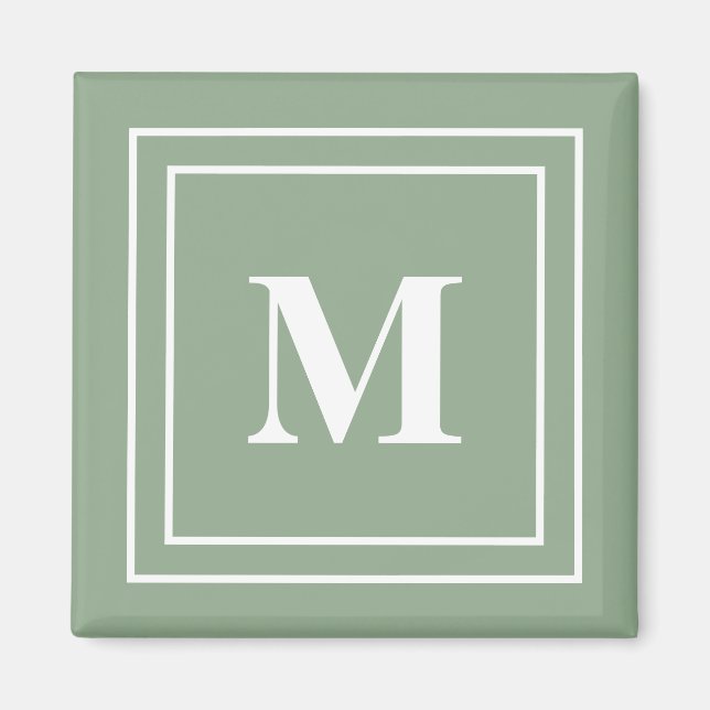 Aimant Vert sauge monogramme moderne (Devant)