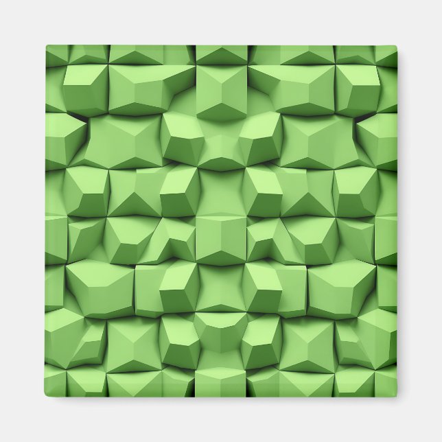 Aimant Vert sauge motif géométrique de cube 3D (Devant)