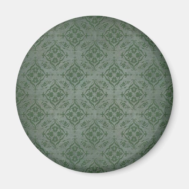 Aimant Vert sauge rustique et damas d'étain (Devant)