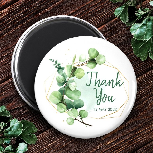 Aimant Vert sauge simple élégante verdure baby shower de  (Sage Green Eucalyptus Bridal Shower Thank You Magnet, Bridal shower Favors)