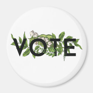 Aimant Vert vintage Floral Élégant Feminine Go Vote