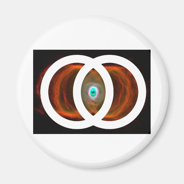 Aimant Vesica Piscis Nebula en verre à l'heure (Devant)