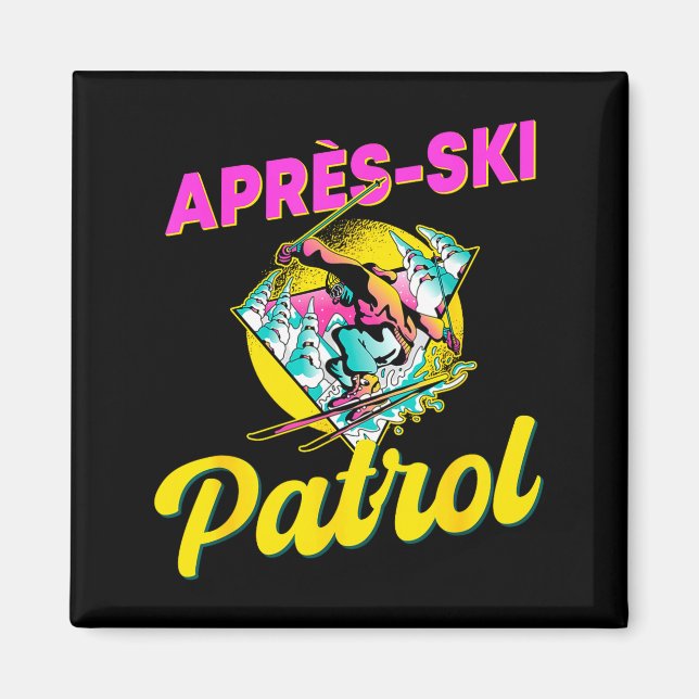 Aimant vêtements de patrouille de ski après-ski rétro 80s (Devant)