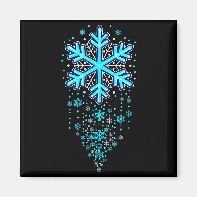 Aimant Vêtements de vacances d'hiver - Cascade de flocons (Devant)