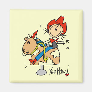 Aimant Vêtements et Cadeaux Cowgirl Stick Figure Yee Haw