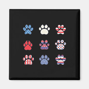 Aimant Vétérinaire Rétro 4 Juillet Drapeau Usa Patte De C
