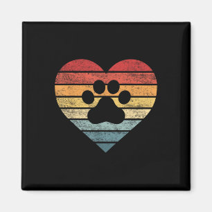 Aimant Vétérinaire Vet Tech Retro Sunset Empreinte de pat