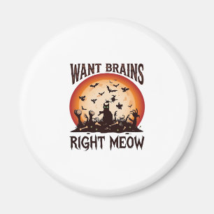 Aimant Veux cerveaux tout de suite Halloween Chat noir or