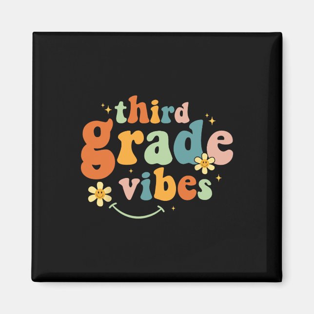 Aimant Vibes 3e année Équipe Rétro 1er jour de l'école (Devant)