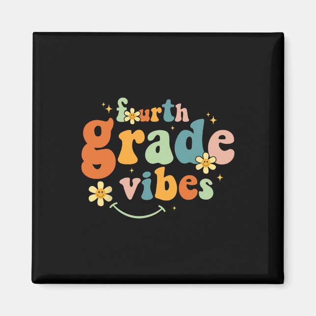 Aimant Vibes 4e année Équipe Rétro 1er jour de l'école (Devant)