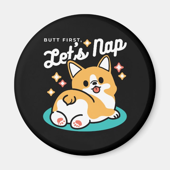 Aimant Vibes Corgi Butt et Nap - Joli chien couché (Devant)