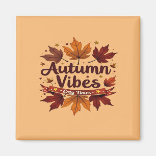 Aimant Vibes d'automne Confortable Feuilles d'automne Des