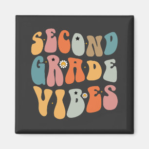 Aimant Vibes de 2e année Retour à l'école École groovy