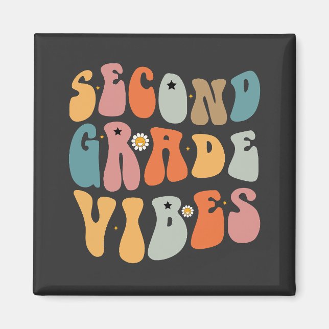 Aimant Vibes de 2e année Retour à l'école École groovy  (Devant)