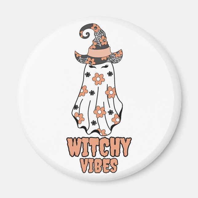 Aimant "Vibes de cuisine" Halloween Witch Ghost Orange (Devant)