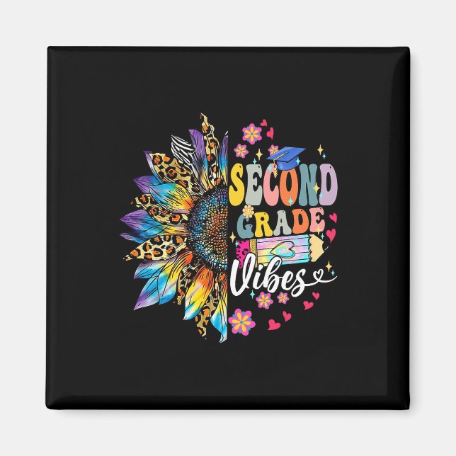 Aimant Vibes De Deuxième Année Retour À L'École Léopard S (Devant)