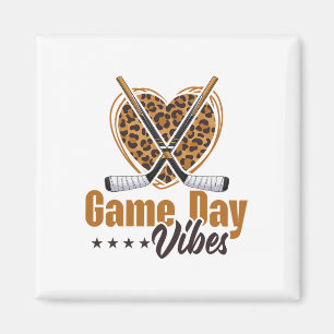 Aimant Vibes de jour de jeu Femme Maman Cœur de léopard d