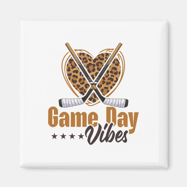 Aimant Vibes de jour de jeu Femme Maman Cœur de léopard d (Devant)