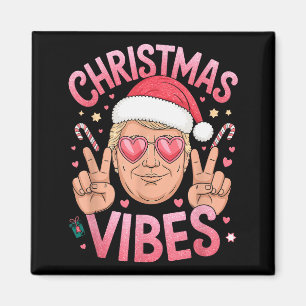 Aimant Vibes de Noël Retro Féminin Trump Santa Lunettes R