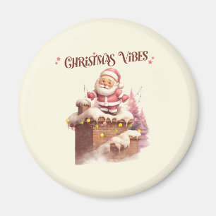 Aimant Vibes de Noël rose Père Noël