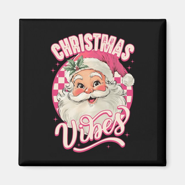Aimant Vibes de Noël rose vintage Paja (Devant)