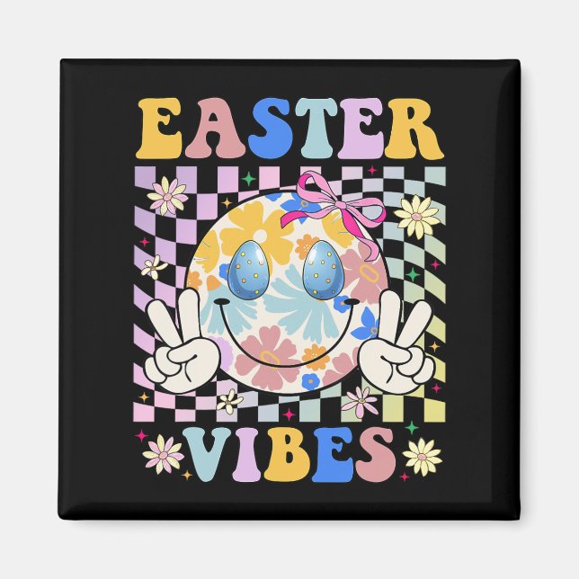 Aimant Vibes de Pâques Coquetee Smile Bunny Peace Retro G (Devant)