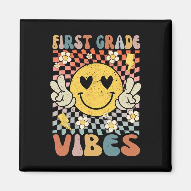 Aimant Vibes de première année 1ère année Retro Enseignan (Devant)