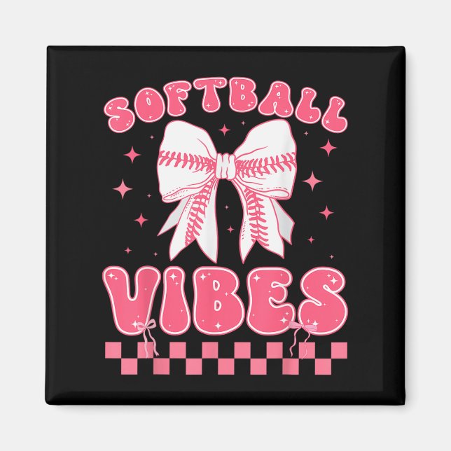 Aimant Vibes de softball Couqette groovy de softball G (Devant)