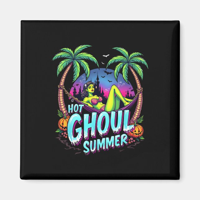 Aimant Vibes de Summerween drôle de squelette d'été chaud (Devant)