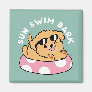 Aimant Vibes d'été Chien - Chiot flottant avec lunettes d